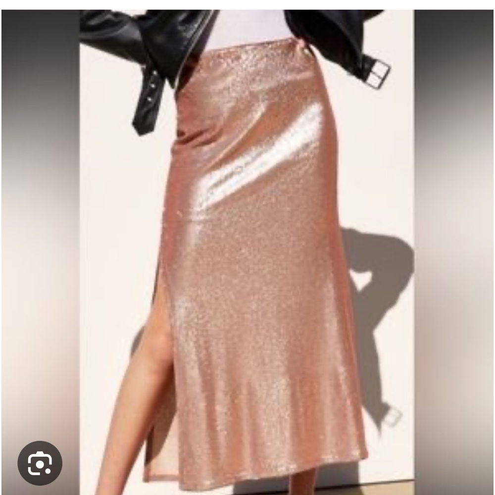 Zara rose gold sequin maxi skirt